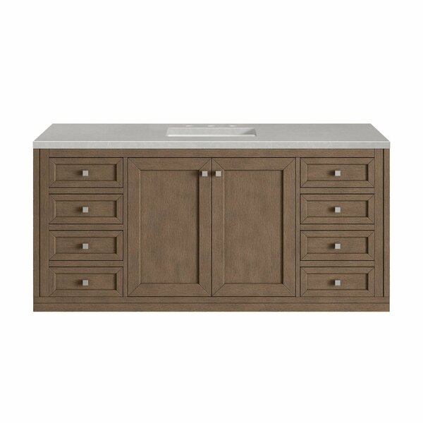 James Martin Vanities Chicago 60in Single Vanity, Whitewashed Walnut w/ 3 CM Eternal Serena Quartz Top 305-V60S-WWW-3ESR